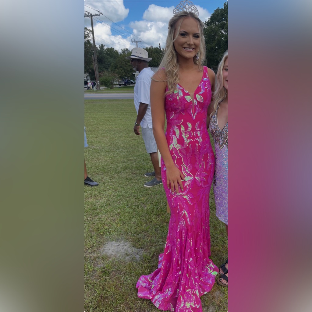 Jovani Pink And Silver Floral Dress